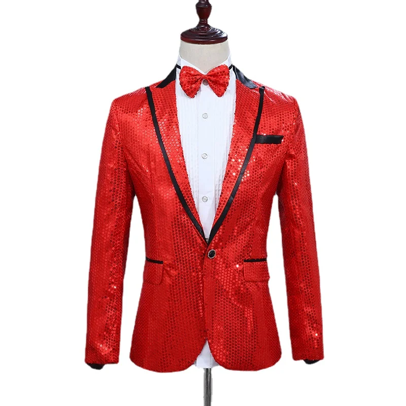 

Party Men Suits Casual Sequin Coat Blazer Men Glitter Slim Fit Dress Pink Blazers Suits Street Wear Stage Costumes Singers Mens