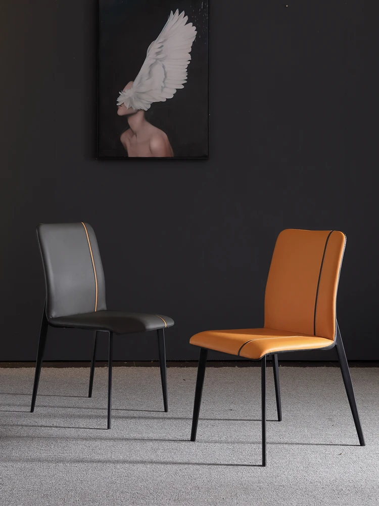 

Nordic Light luxury dining chair leather art backrest simple household simple reception hall desk makeup net red lazy tables and