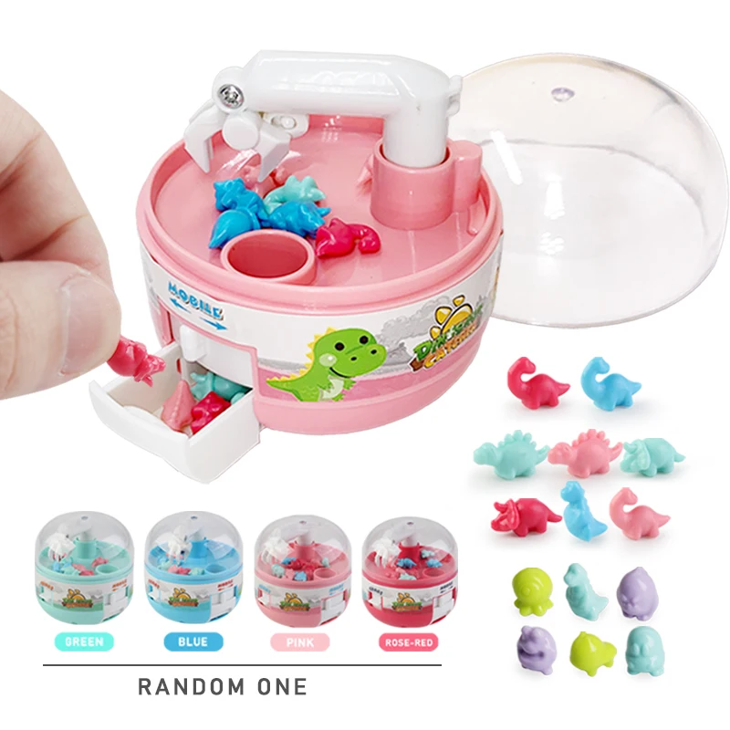 Anime Mini Claw Machine Capsule Toy Catch Dinosaur Game Cute Catcher Stress Relief Micro Dino Figures Gashapon Figures For Kids