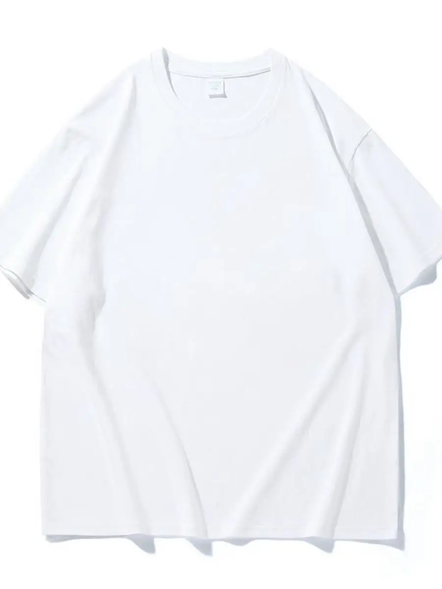 

New heavy cotton white t-shirt bottoming round neck