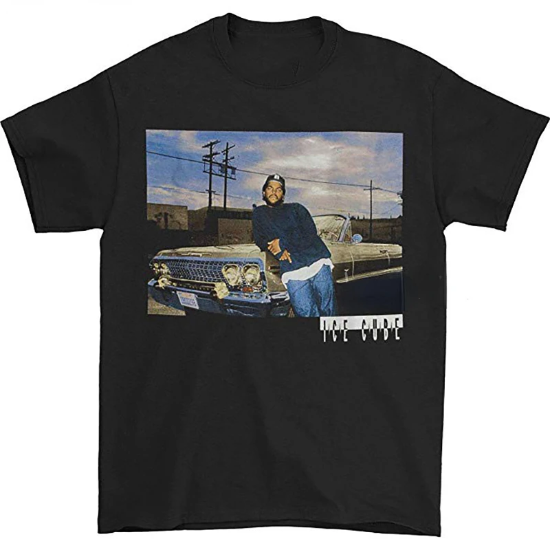 

Ice Cube Rapper Hip Hop Mens Black Mens Clothing Rapper Shirt Summer Casual Graphic Short-sleev