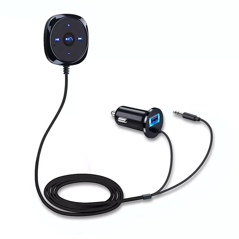 

kebidu Handsfree Bluetooth Car Kit Wireless bluetooth 3.5mm AUX Music Receiver Kit with USB Car Charger for Iphone Android
