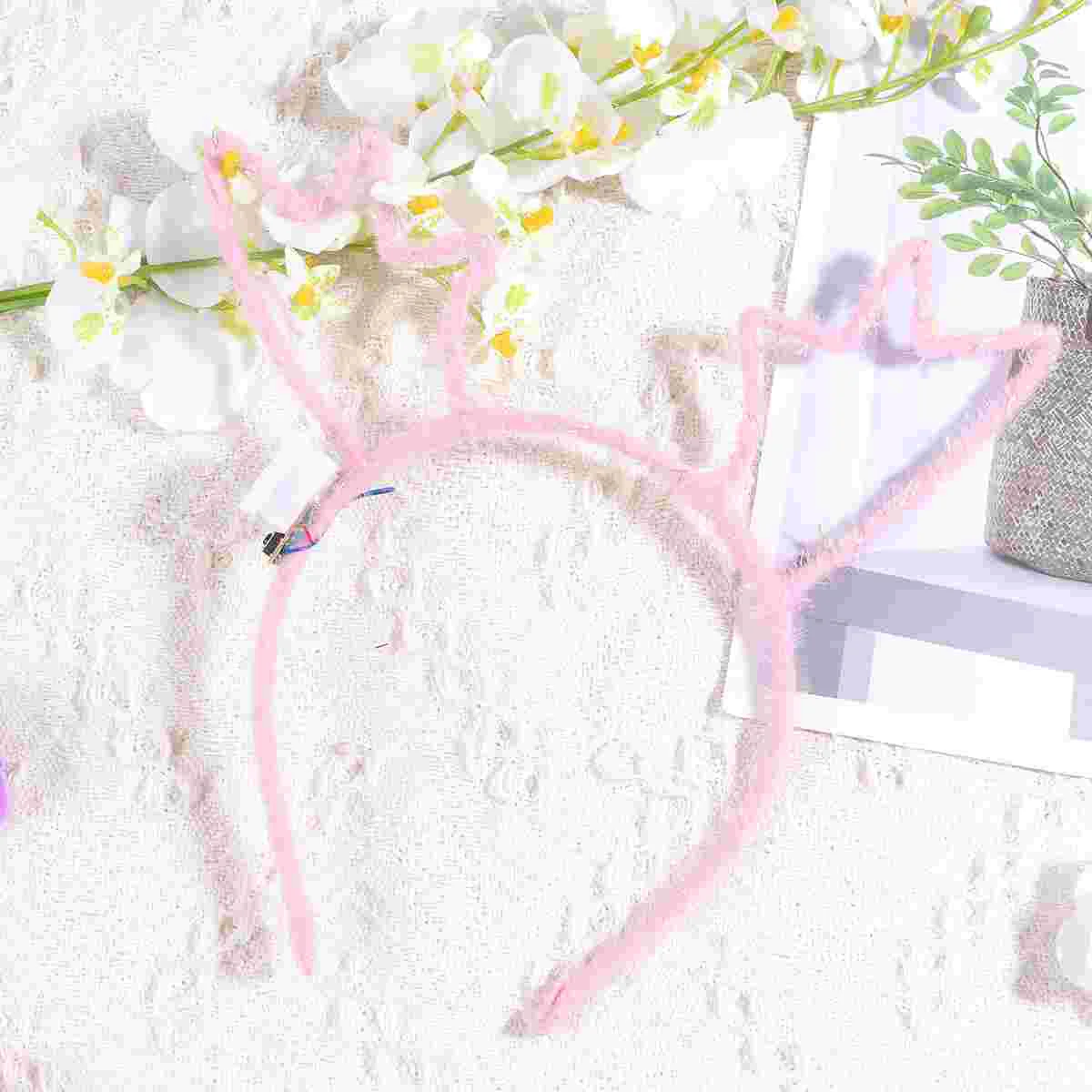 

2Pcs Glowing Antler Shape Hair Hoops LED Hair Band Headband Creative Headwear with for Girls Women Pink