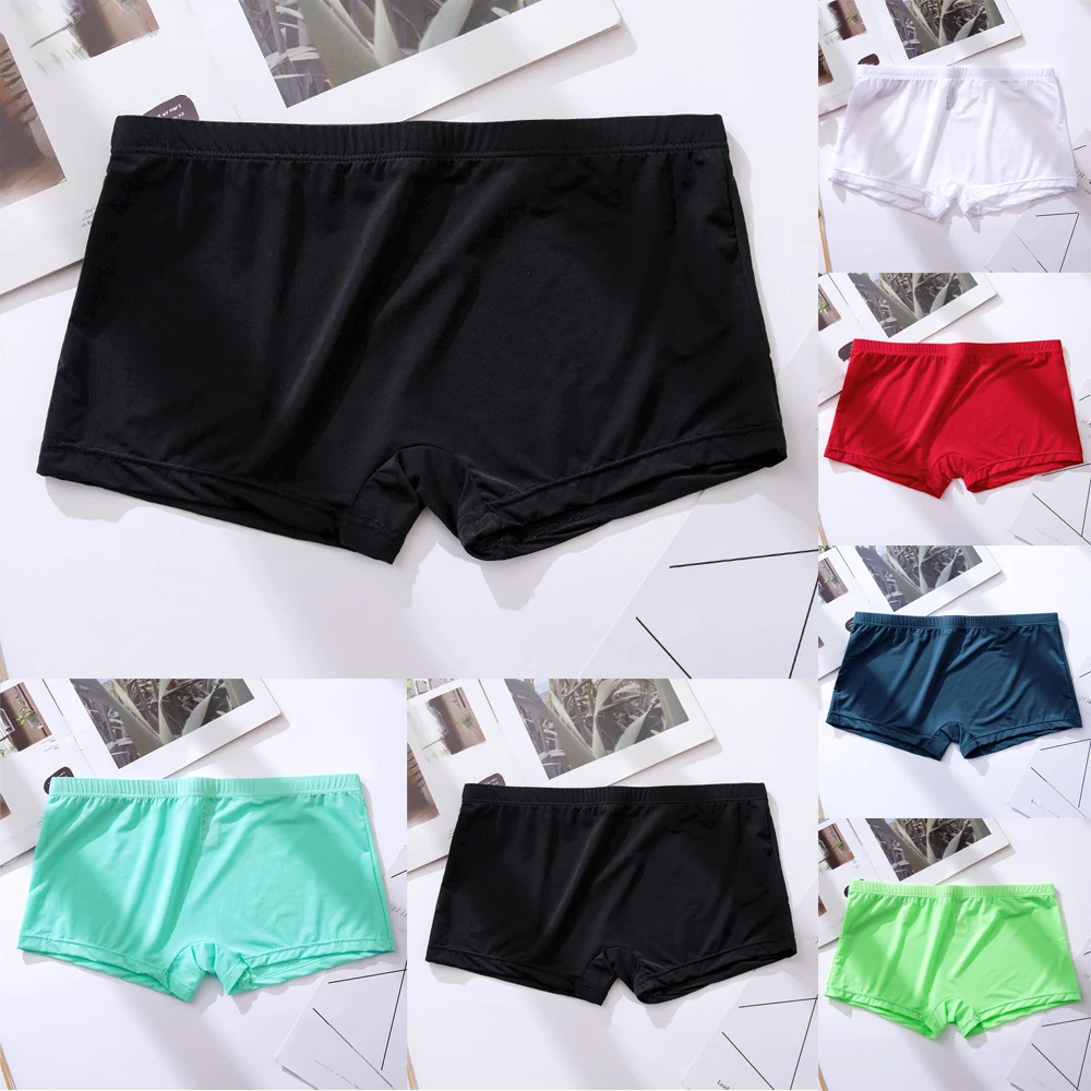 

Men Underwear 10 Colors Ice Silk Briefs Sexy Transparent Underwear Silky Lace Quick-Drying Silk Underwear Men Size From M-4XL