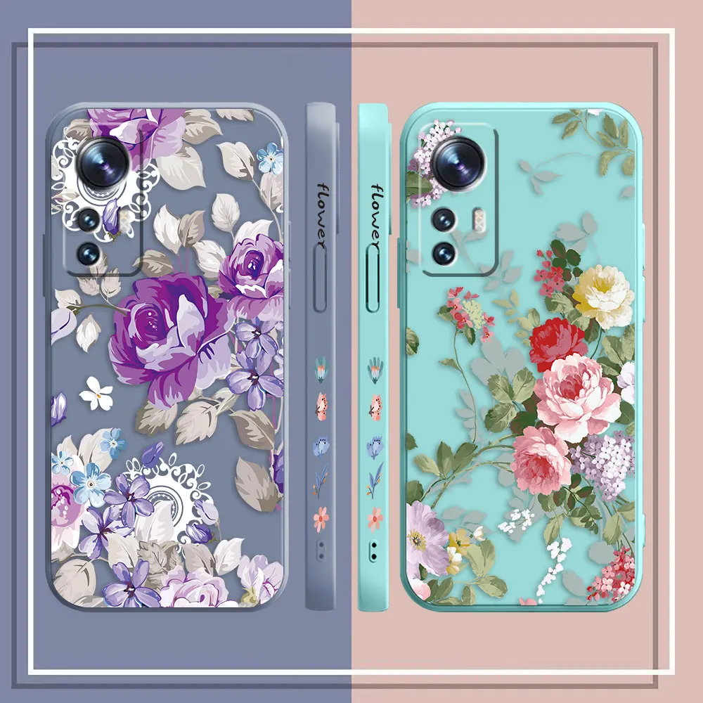 Phone Case For Xiaomi 13 12 12T 12S 11 11T 10S 9 8 Pro Ultra Lite Colour Case Cover Funda Cqoue Shell Capa Pretty Purple Flowers