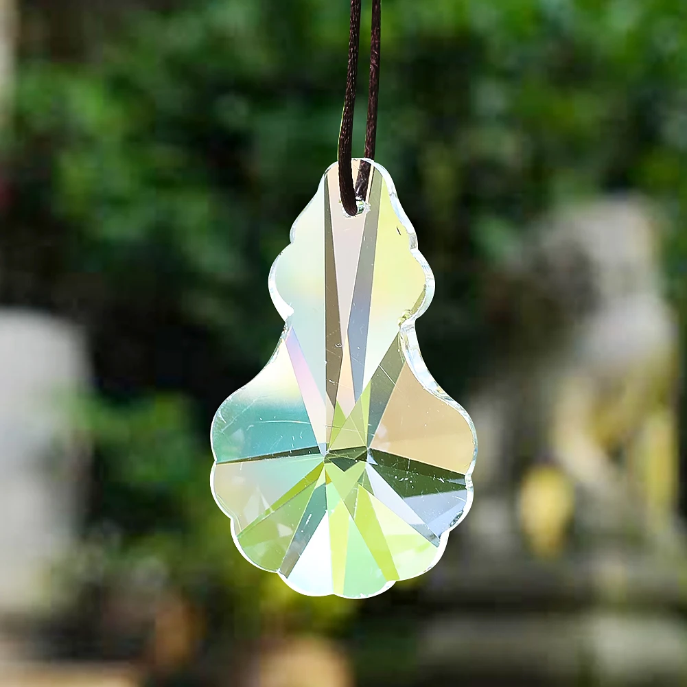 

50MM Clear Shining Geometry Faceted Prism Glass Violin Gourd Crystal Pendant Streamer Sun Catcher Chandelier Lamp Dangle Parts