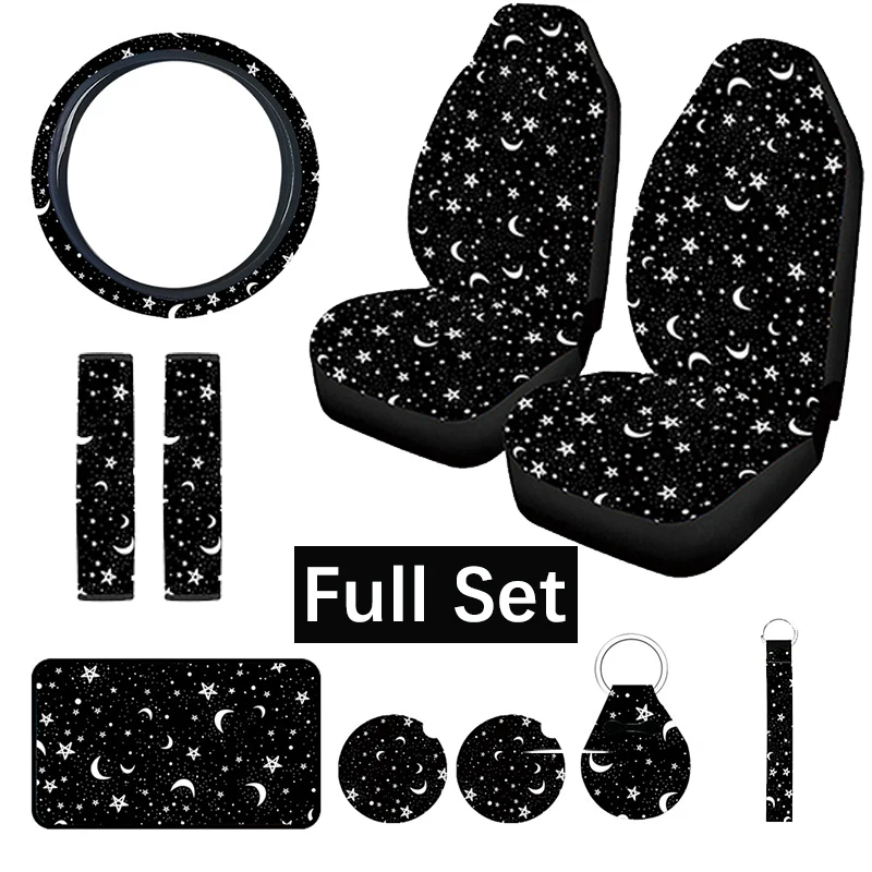 

Star and Moon Car Seat Cover Twinkle Matching Car Interior Decoration Fashion 3D Car Seat Cover Full Set