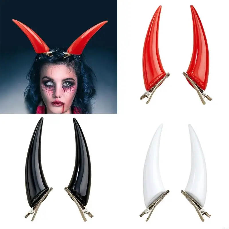 Фото 1PAIR GOTHISC Styles Hairpin Devil Horn Hair Clip Уникальная косплей -стрижка для вечеринок и фестивалей на Хэллоуин №1