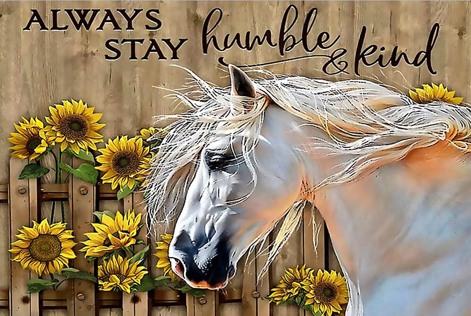 

Horse Girl Horse Poster Vintage Metal Sign Tin Sign Always Stay Humble and Kind Script Vintage Metal Wall Art Decoration Poster