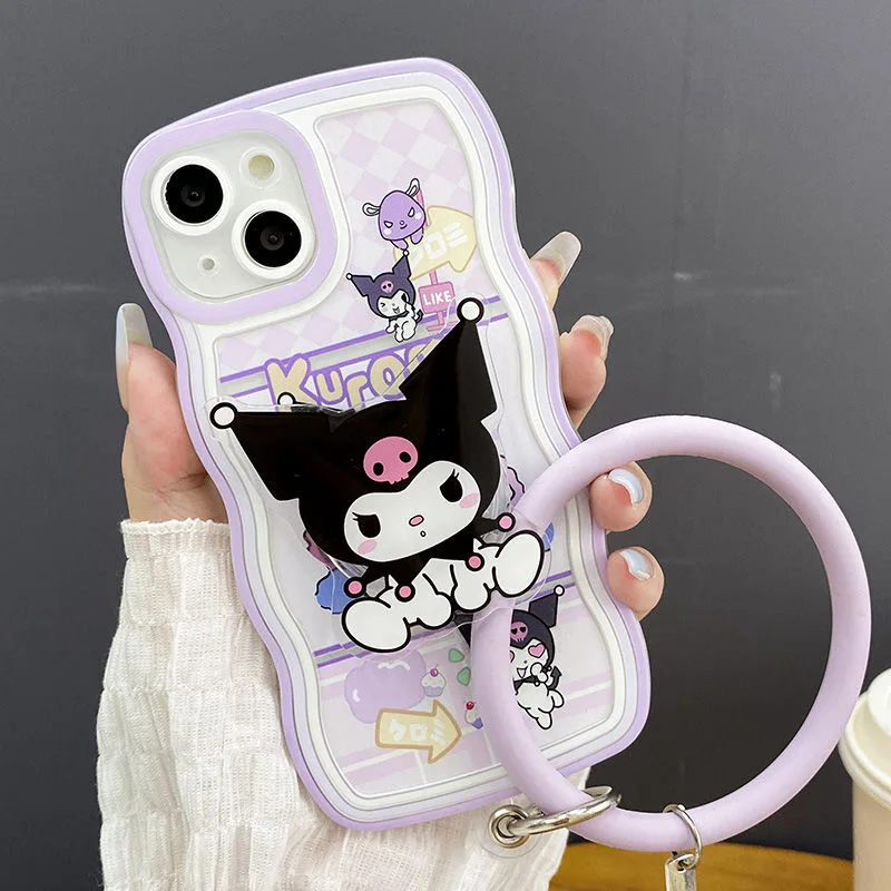 

Kawaii Sanrio Kuromi Bracket Phone Case For Iphone 11 12 13 Pro Max X Xs Xr 7 8 Plus SE Y2k Girl Cartoon Shockproof Soft Shell