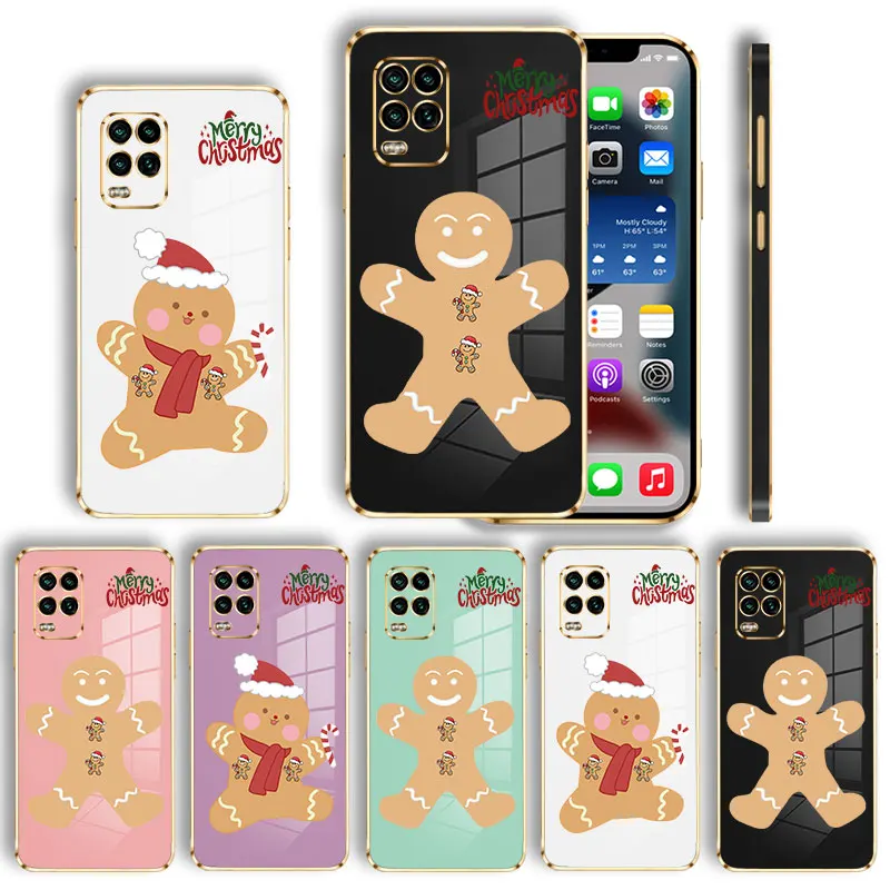 

Merry Christmas Snowman Sugar Cookies Luxury Plating Case For Xiaomi POCO X3 X4 NFC M3 M4 Pro F3 F4 GT for Mi 11 11T 10T 10 8 9