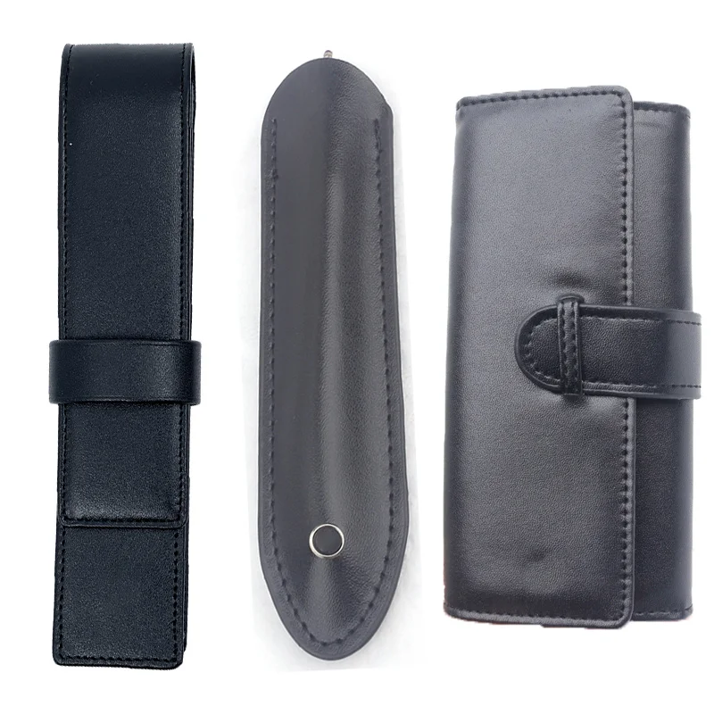 

Luxury Mb Black Leather Pen Case Holder Luxuis Pencil Bag for 1 Writing Instrument High Quality Stationery Gift