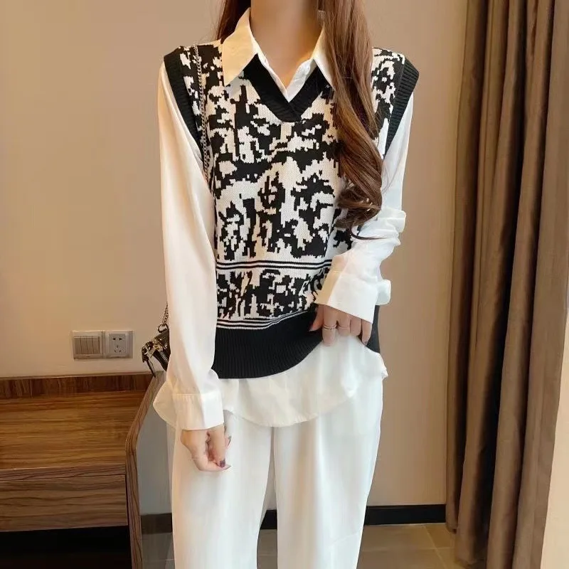 

Retro Fashion Sleeveless Knitted Sweater Vest Female 2022 New Spring Autumn Loose Outer Wear Inner Sleeveless Vest Vest Sweater