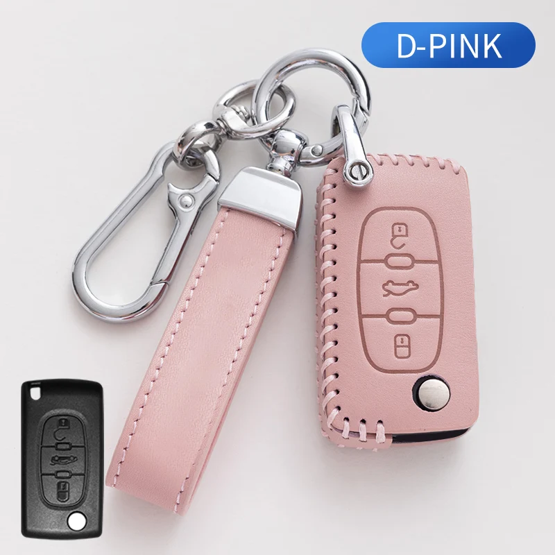 

Чехол для автомобильного ключа с мягкой текстурой из воловьей кожи, защитный чехол для Peugeot 107 207 307 307S 308 407 607 для Citroen C2 C3 C4 C5 C6 C8