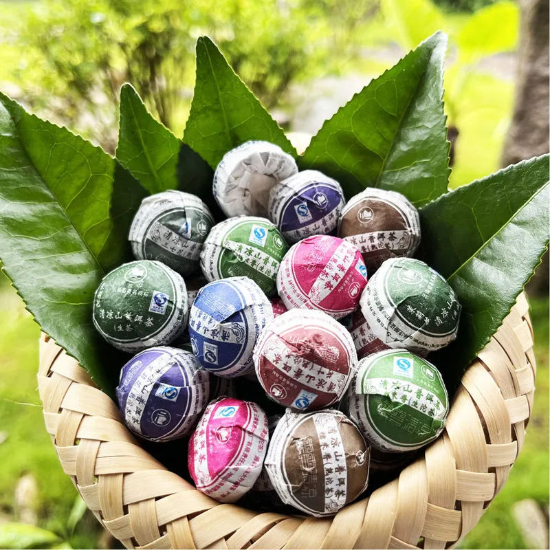 

50 шт., 8 различных ароматов, китайский мини-чай Юньнань Пуэр, китайский ПУ erh Чай, Китай, ча с подарочным пакетиком, без чайника