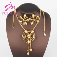 fashion dubai gold plated jewelry sets for women necklace pendant luxury woman jewelry sets nigeria bridal wedding gift