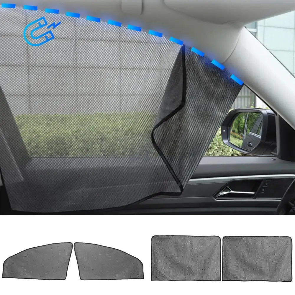 

4Pcs Magnetic Universal Car Window Sunshades Sun Glare Protection Curtain Front Rear Window Shades for Toddler Kid Adult