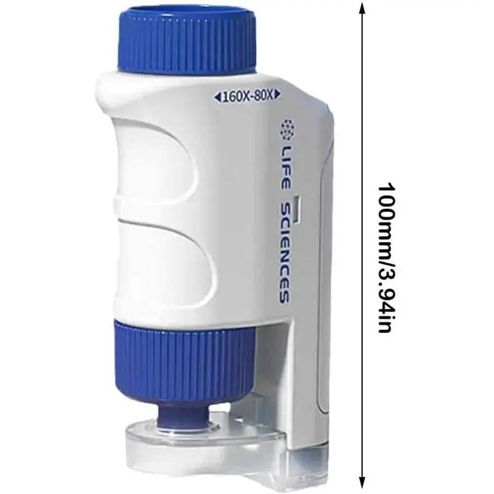 Карманный микроскоп из АБС-пластика ручной минископ с увеличением 60x-120x детский