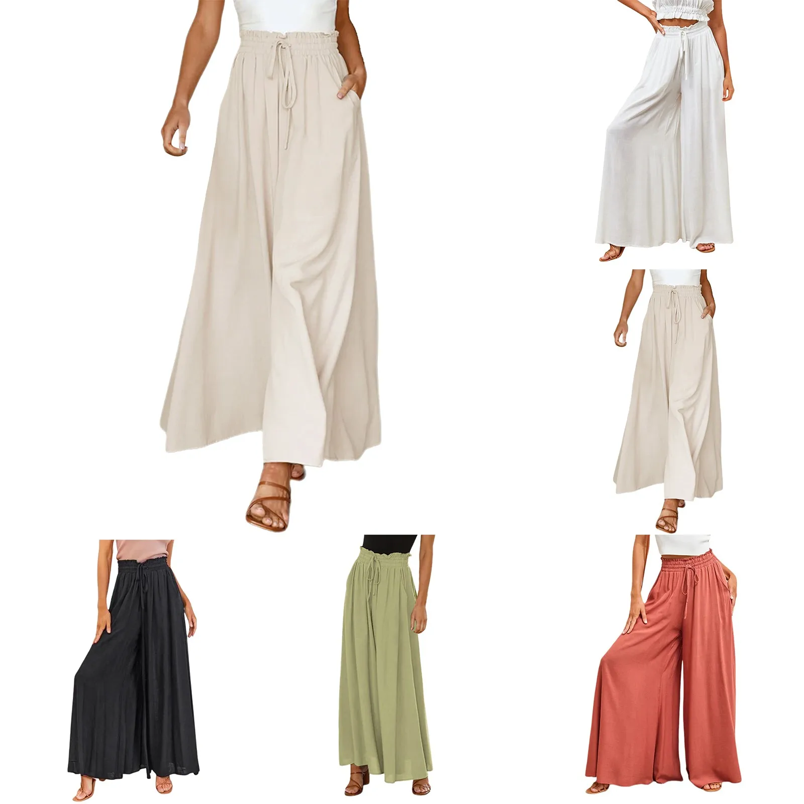 

Women's Wide Leg Pants Flowy Drape Ruffle Drawstring Waist Dress Pants Tall Women Clothes Pants Stretchy Casual Pants for Women
