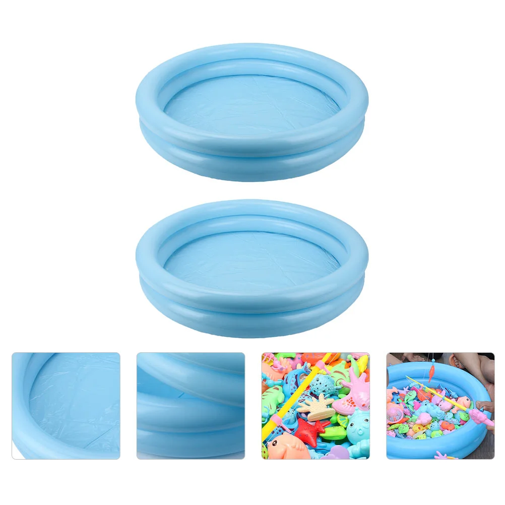 

2 Pcs Inflatable Sand Blue Tray Plastic Kid Pool Fishing Game Box Kids Moldable Sandbox