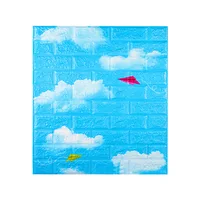Blue Sky White Clouds 3D Wallpaper Self-adhesive Warm Wall Stickers Kindergarten Children's Room Cartoon Soft Bag Foam Wallpaper