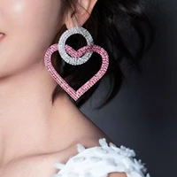 s925 silver needle high fashion fashion pink love rhinestone earrings ring flash rhinestone sexy temperament eardrop tide women