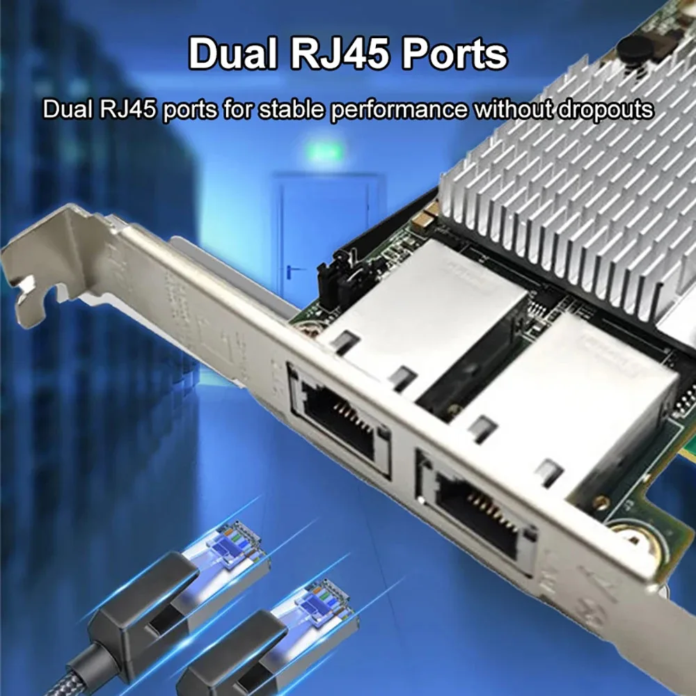 Фото Сетевая карта PCIE-RJ45 10 Гбит/с X540-T2, гигабитный Ethernet, PCI, два порта RJ45, адаптер Express LAN, 10000 Мбит/с, для настольных ПК, Win10/11 №4