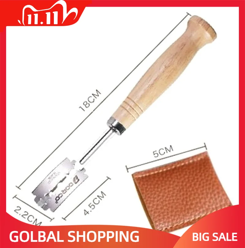 

Specialty Bread Arc Curved Knife Wood Handle 4Pcs Replacement Blades Western Baguette Cutting French Toast Bagel Cutter J2FA