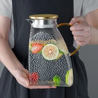 1 8l diamond texture glass teapot set hot cold water water jug transparent coffee pot home water carafe heat resistant teapot