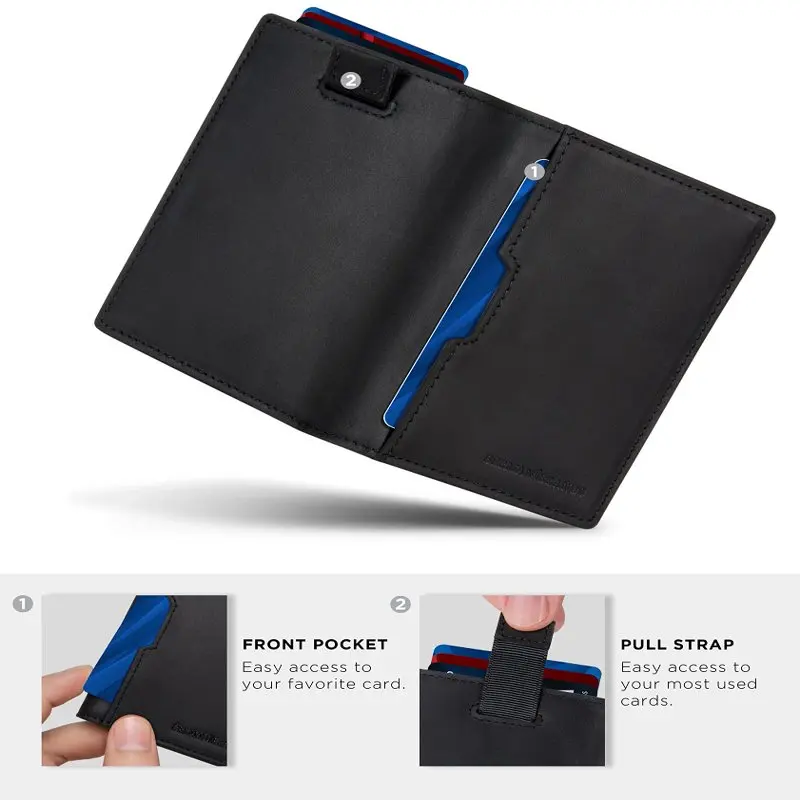 

RFID Blocking Genuine Thin Minimalist Bifold Slim Wallet Front Pocket Billfold for Men | Charcoal Black | Stylish, Durable & Hig