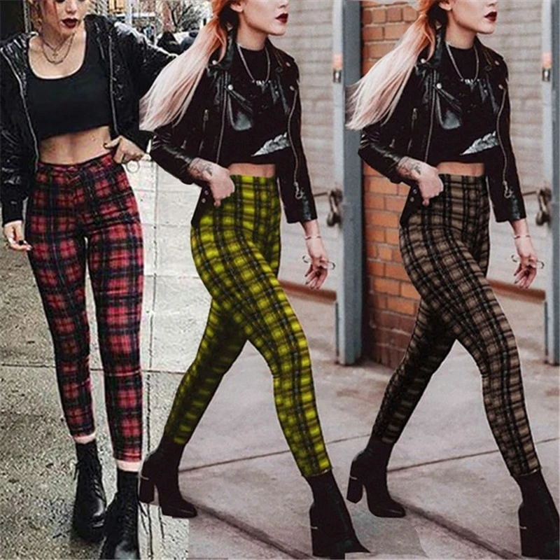

2022 Spring Plaid Leggings Women Sexy Pants Push Up Leggings Fashion Fitness Leggins Gym Sporting High Waist Trousers For Women