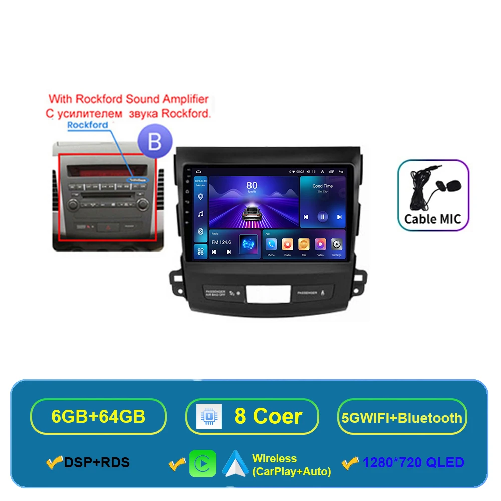 

Для Mitsubishi Outlander 2 2006-2011 для Citroen C-Crosser Android 15 Автомобильный радиоприемник Carplay Мультимедийный плеер 2Din Стерео DVD