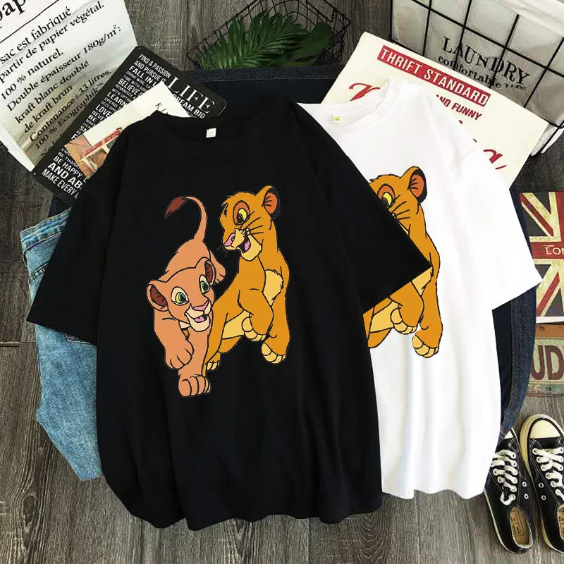 

Disney Women's T-shirt Ulzzang Harajuku Streetwear Tops Man The Lion King Print T-shirt Summer New Oversize Loose Casual Women