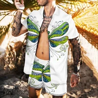 2022 new printing 3d dragonfly senior male shirt casual fashion single breasted cardigan style top
