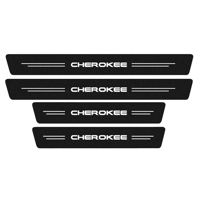 

4pcs Car Door Sill Plate Protector Threshold Stickers for Jeep Cherokee KJ KK KL 2002 2003 2004 2005-2020 2021 Carbon Fiber