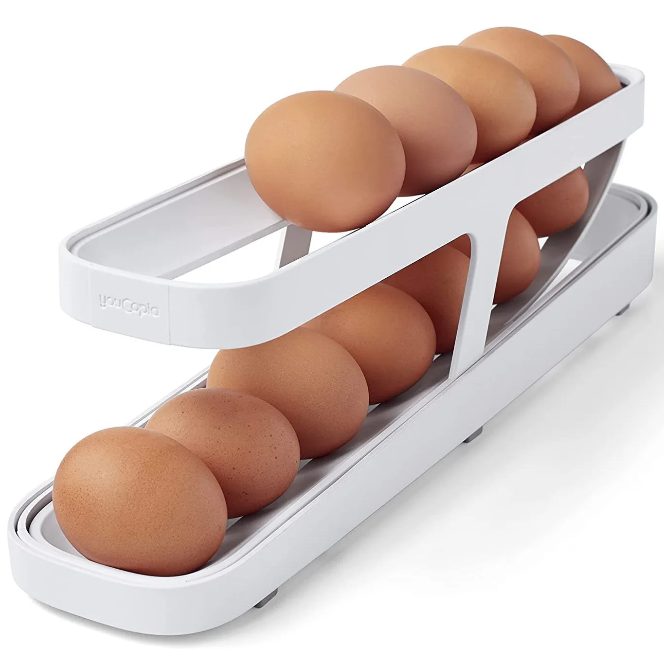 

Automatic Scrolling Egg Rack Holder Storage Box Egg Basket Container Organizer Refrigerator Rolldown Egg Dispenser for Kitchen