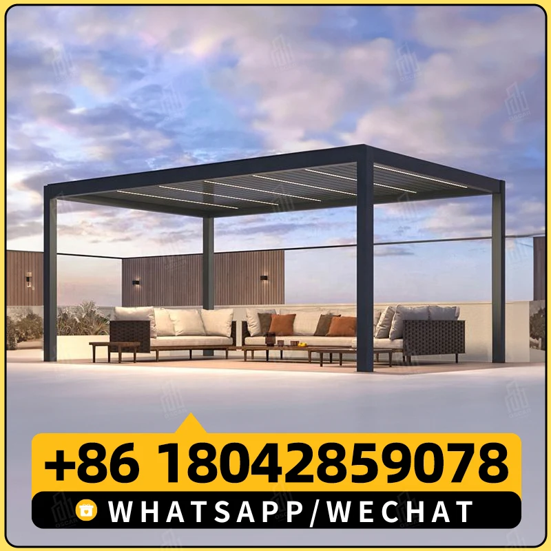 Новый дизайн умная водонепроницаемая беседка электрическая уличная крыша