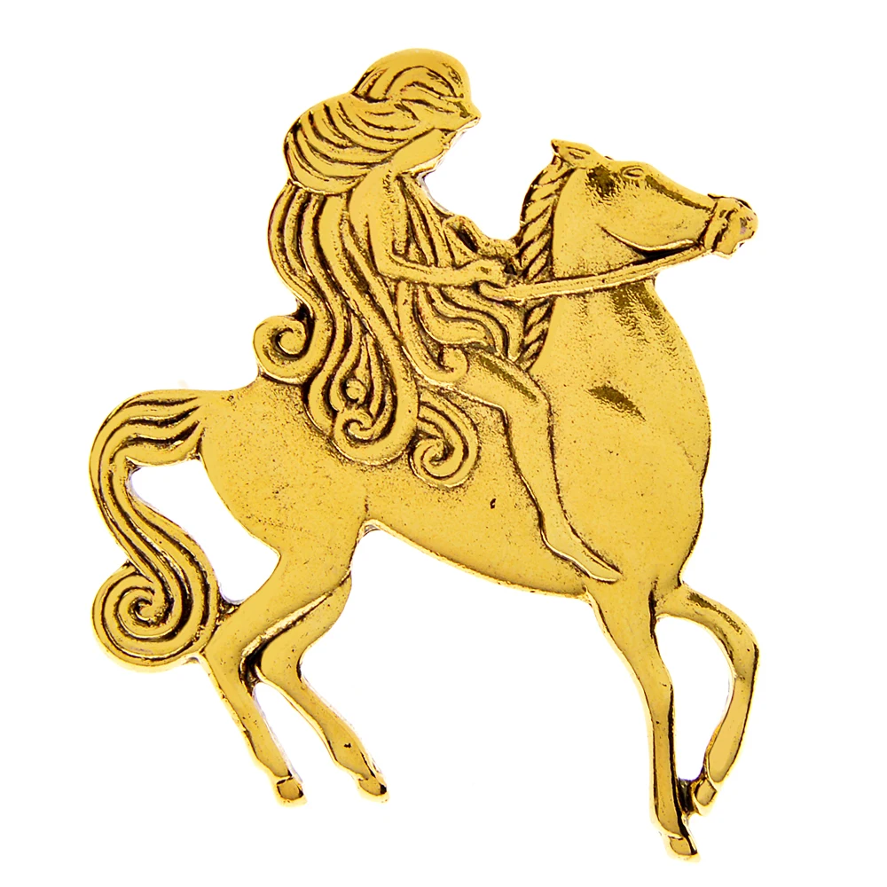 

CINDY XIANG Girl Riding A Horse Brooch Vintage Fashion Pin 2 Colors Available Retro Accessories High Quality