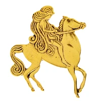 cindy xiang girl riding a horse brooch vintage fashion pin 2 colors available retro accessories high quality