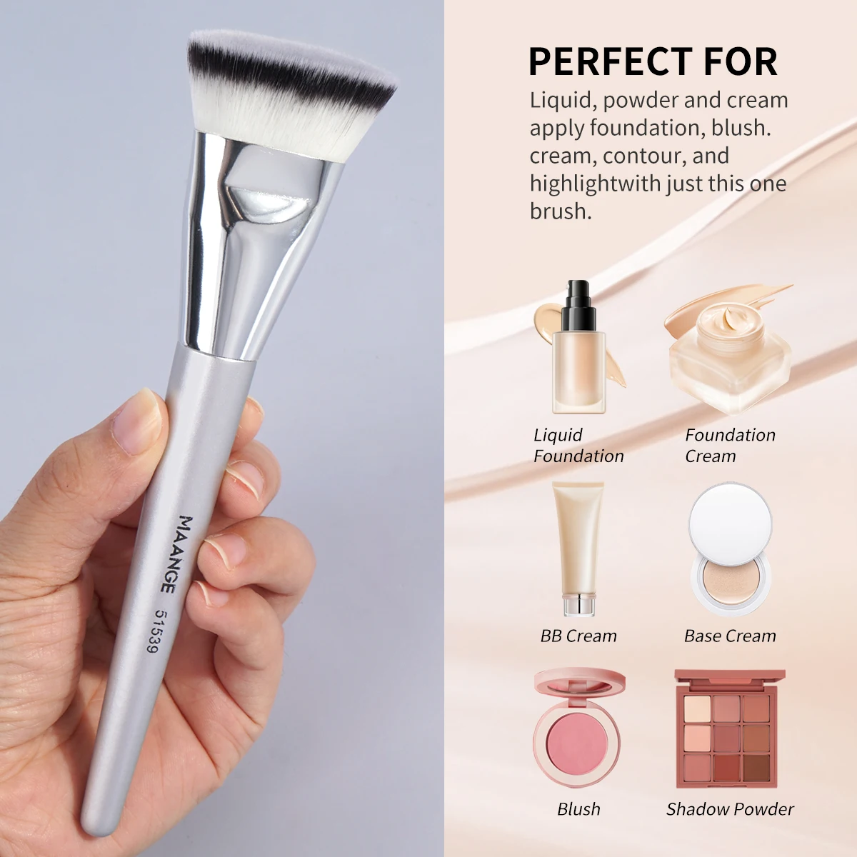 너 MAANGE Flat Top Pędzel do makijażu Syntetyczne włosy korektora Foundation Bronzer Idealny dla początkujących podróżujących