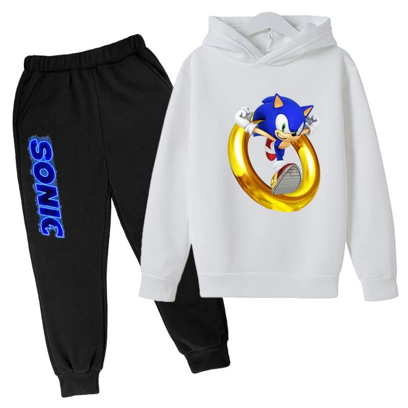 

2022Sonic children's suit boys' and girls' clothing casual Hoodie + pants children's sportswear youth clothing suit 4-14y