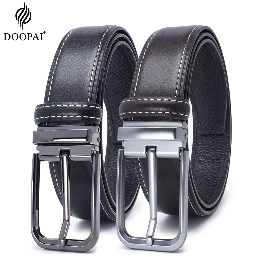 DOOPAI  Belt For Jeans Men's Genuine Leather Belt Designer Belt For Man Pin Buckle With Leather Strap Business Dress Male Belts