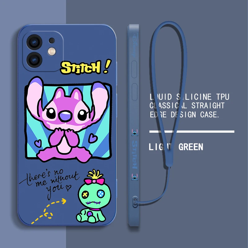 

Cartoon Disney Lilo and Stitch Phone Case For Samsung A81 A53 A50 A12 A22S A52 A52S A51 A72 A71 A32 A22 A30 4G 5G With Lanyard
