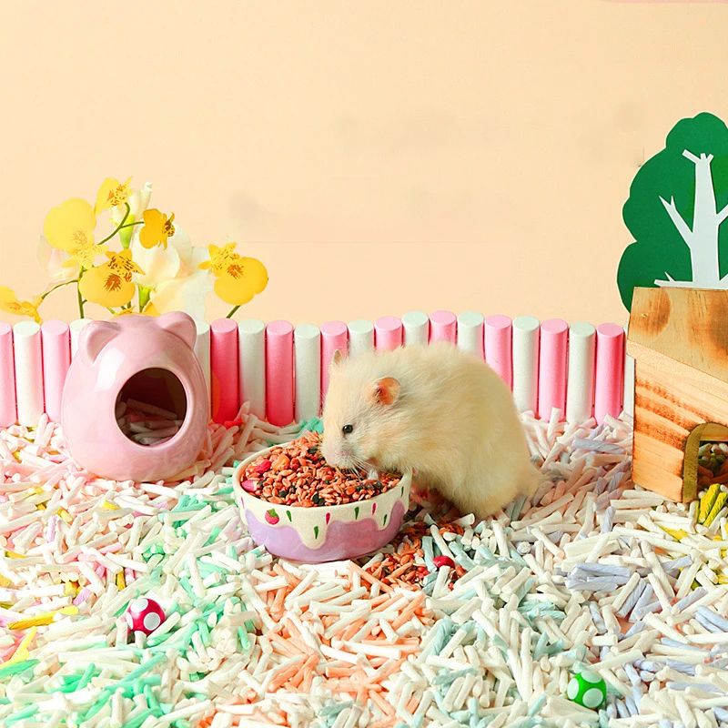 

Hamster Absorbent Paper Pellets Landscaping Bedding Golden Bear Cage Dust-Free Paper Scraps Hamster Landscaping Bottom Material