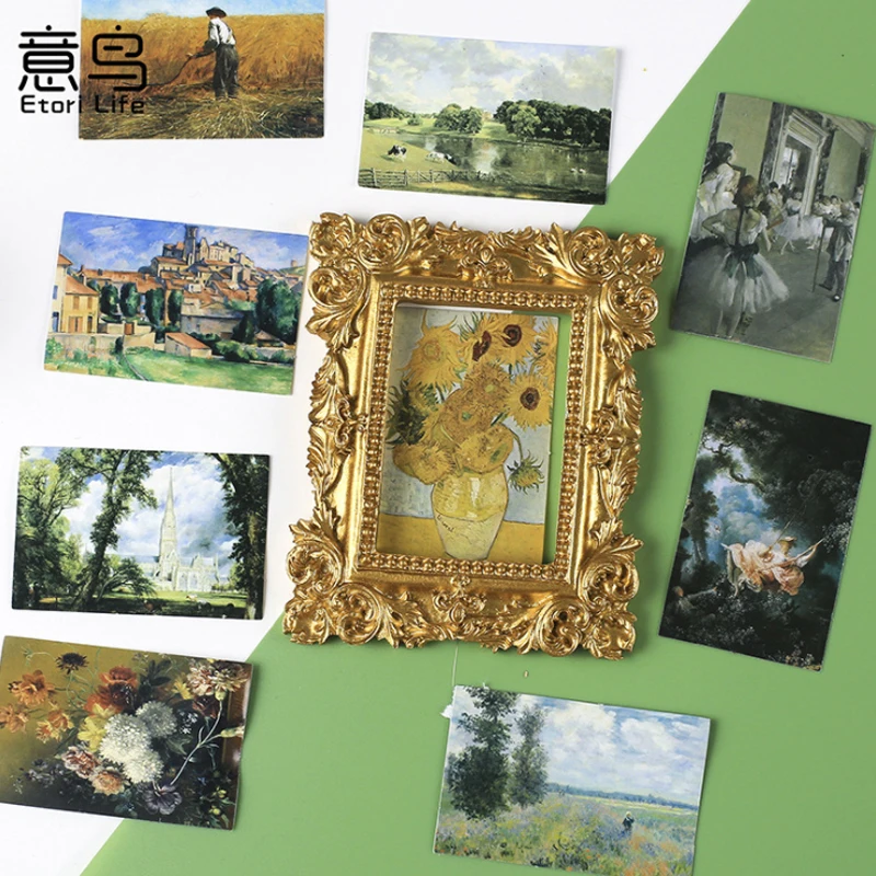 

40Packs Wholesale Box Stickers flower oil painting literary decorative Scrapbooking School artistic Stationary account 4CM