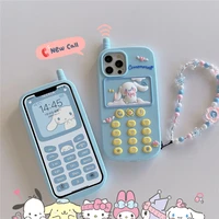 vintage cell phone cinnamoroll 3d stereoscopic with bracelet phone cases for iphone 13 12 11 pro max xr xs max 8 x 7 back cover