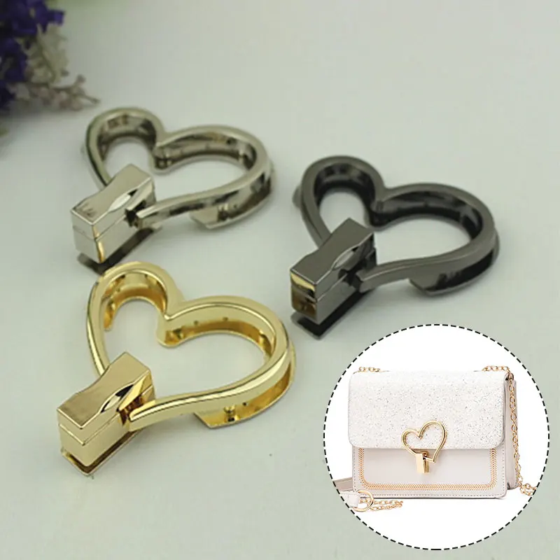 

Sweet Heart Shape Bag Lock Clasp Metal Turn Lock Buckles For DIY Handbag Shoulder Bag Purse Handbag Hardware Bag Accessories