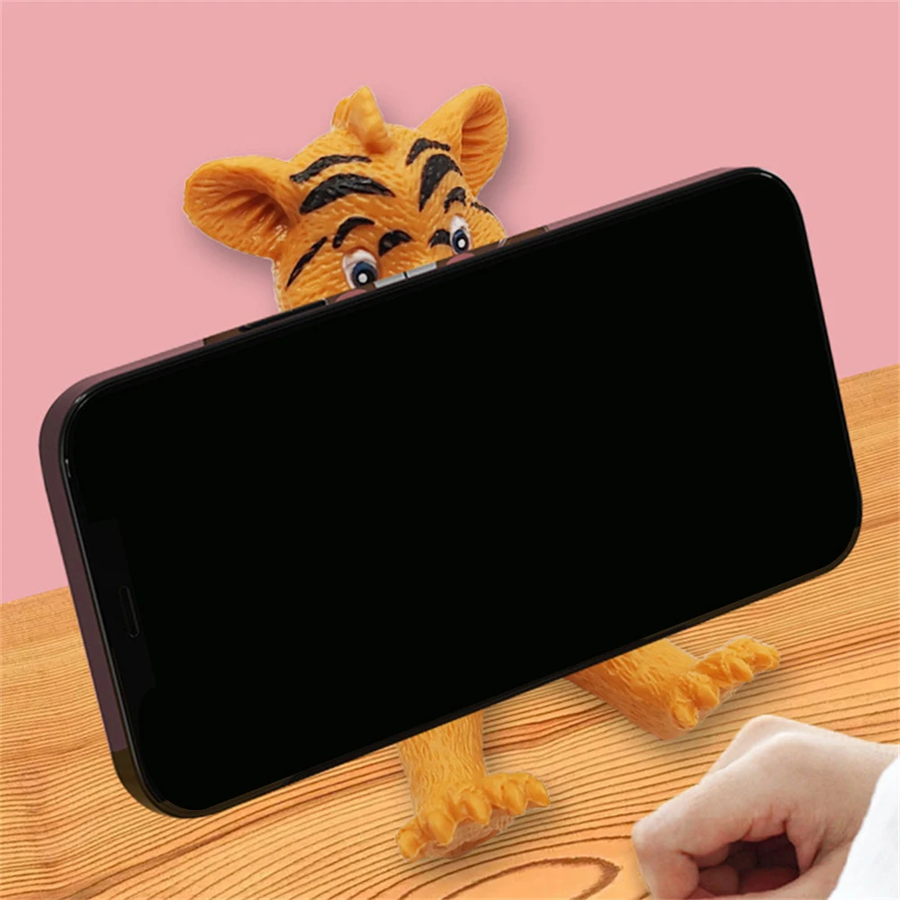 

Stable Phone Stand Tiger Rabbit Mobile Phone Bracket Creative Universal Desktop Bracket Office Accessories Small Cartoon ABS