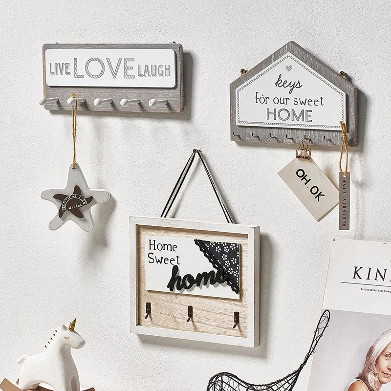 

Wall Decoration Rack Key Hangers Home Living Room Porch Wall Decoration Storage Rack Wall Art Wooden Sign Hook