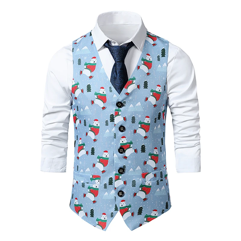 

Christmas Printed Vest Chaleco Hombre Vest for Men Conjuntos De Chaqueta